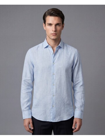 Açık Mavi Slim Fit Uzun Kollu Erkek Gömlek