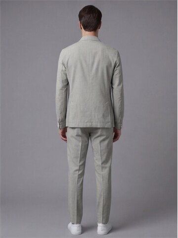 Light Green Shirt Collar Buttoned Patch Pocket Suit