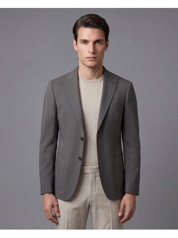 Anthracite Peak Lapel Patch Pocket Comfort Fit Blazer