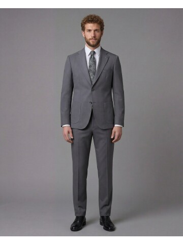 Anthracite Slim Fit Notch Lapel Suit with Patch Pockets