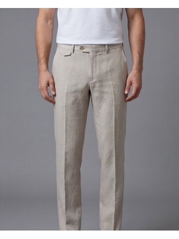 Beige Comfort Fit Notch Lapel Patch Pocket Suit