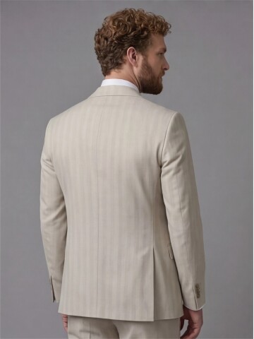 Beige Peak Lapel Comfort Fit Fully Lined Suit