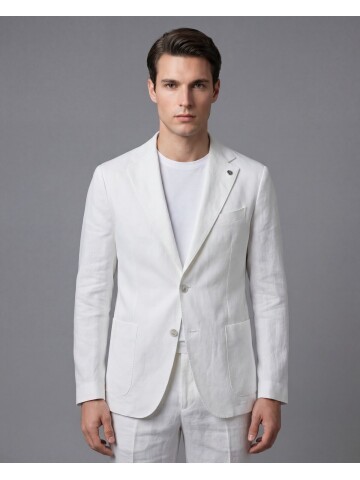 White Comfort Fit Notch Lapel Patch Pocket Suit