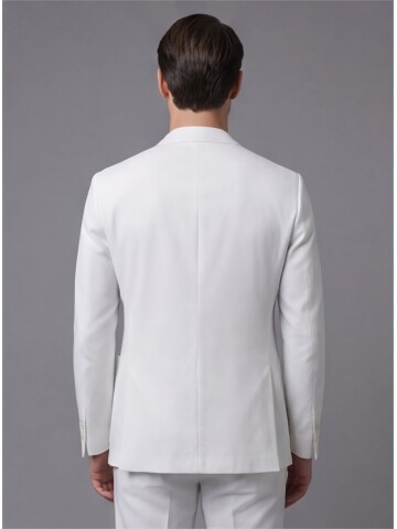 Beyaz Mono Yaka Performans Takım Elbise