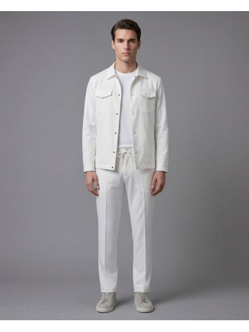 Beyaz Safari Cepli Spor Erkek Takım – Comfort Fit Performans Model