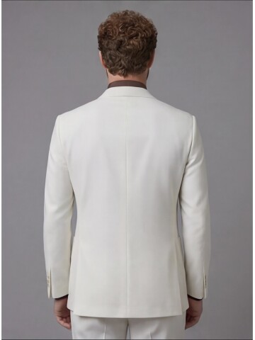 White Slim Fit Peak Lapel Patch Pocket Mens Suit