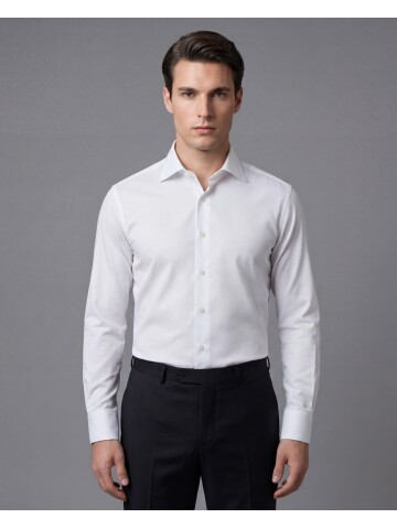 Beyaz Slim Fit Uzun Kollu Klasik Yaka Gömlek