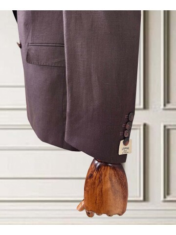 Bordo Sivri Yaka 2 Düğme Keten Takım Elbise