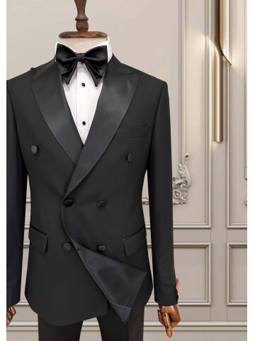 SUIT SARTORIA SİYAH SİVRİ YAKA DAMATLIK 5654