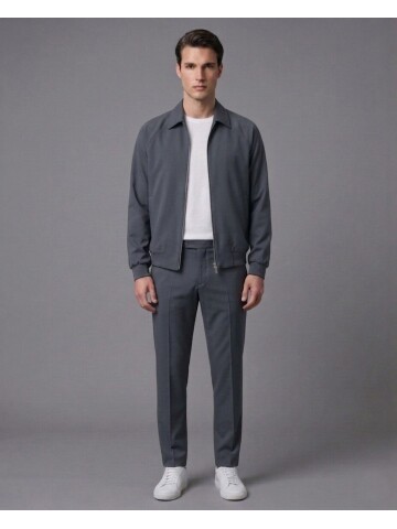 Gri Fermuarlı Gömlek Yaka Spor Takım