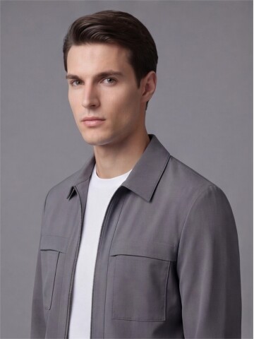 Gri Fermuarlı Performans Takım Elbise