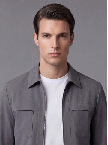 Gri Fermuarlı Performans Takım Elbise