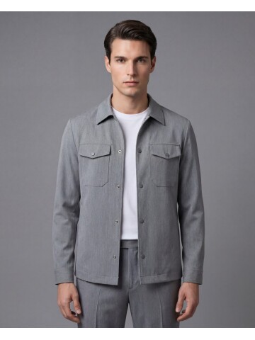 Gri İki Cep Çıt Çıt Kapaklı Performans Takım Elbise