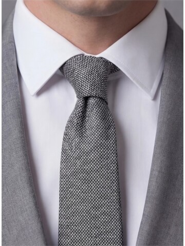 Gri Mono Yaka İki Düğmeli Takım Elbise