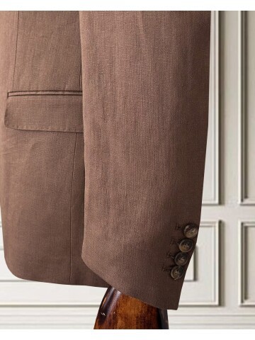 Kiremit Sivri Yaka 2 Düğme Keten Takım Elbise