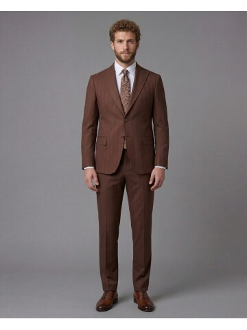 Terracotta Peak Lapel Comfort Fit Fully Lined Suit