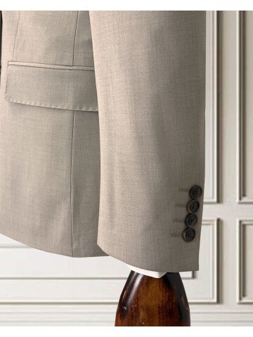 Dark Beige Double-Breasted Men’s Suit
