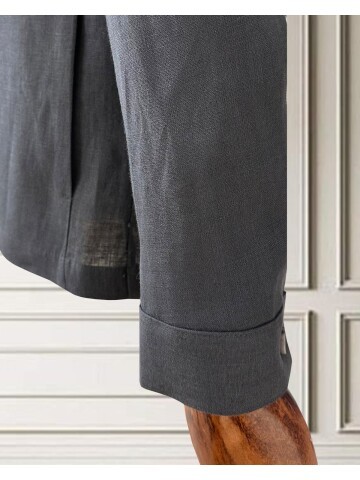 Koyu Gri Keten Safari Takım Elbise