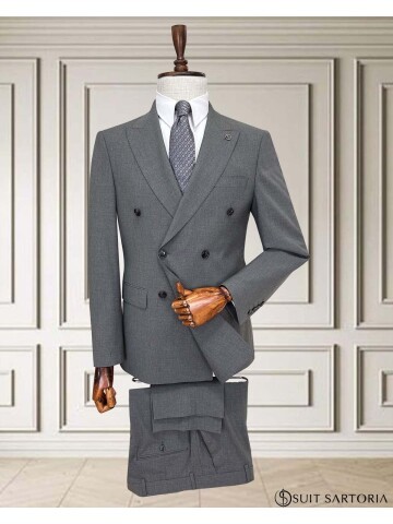 Dark Grey Double-Breasted Men’s Suit