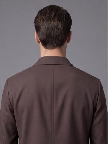 Dark Brown Shirt Collar Buttoned Patch Pocket Suit