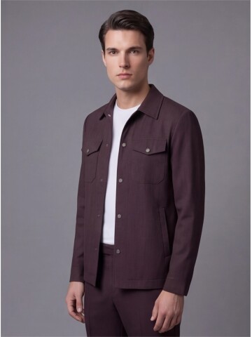 Koyu Kahverengi İki Cep Çıt Çıt Kapaklı Performans Takım Elbise