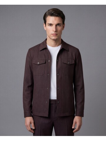 Koyu Kahverengi İki Cep Çıt Çıt Kapaklı Performans Takım Elbise