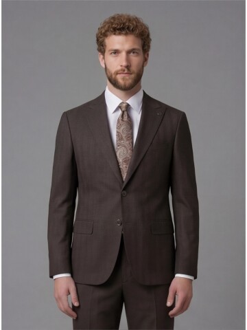 Dark Brown Peak Lapel Comfort Fit Fully Lined Suit