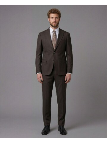 Dark Brown Peak Lapel Comfort Fit Fully Lined Suit