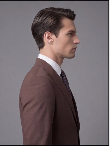 Koyu Kahverengi Sivri Yaka İki Düğmeli Slim Fit Takım Elbise