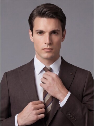 Koyu Kahverengi Sivri Yaka İki Düğmeli Slim Fit Takım Elbise