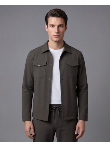 Dark Green Safari Pocket Mens Casual Suit – Comfort Fit Performance Model