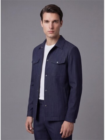 Lacivert İki Cep Çıt Çıt Kapaklı Performans Takım Elbise