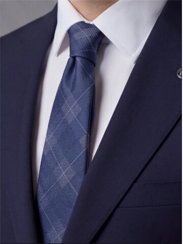 Lacivert Mono Yaka İki Düğmeli Slim Fit Takım Elbise