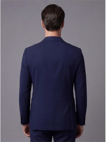 Lacivert Mono Yaka İki Düğmeli Takım Elbise