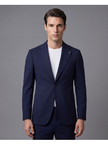 Lacivert Mono Yaka İki Düğmeli Takım Elbise