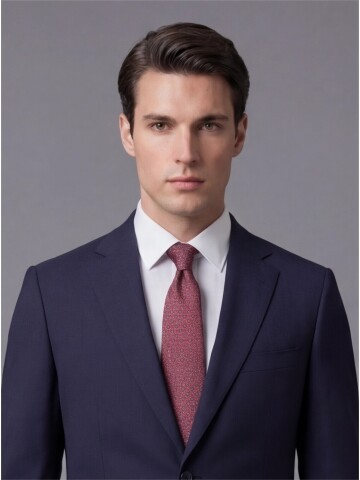 Lacivert Mono Yaka İki Düğmeli Takım Elbise