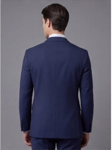 Lacivert Mono Yaka İki Düğmeli Takım Elbise