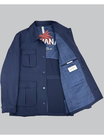 Lacivert Safari Model Dört Cepli Takım Elbise