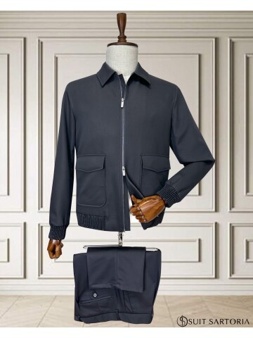 Lacivert Safari Model Spor Takım Elbise