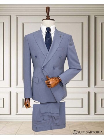 Blue Double-Breasted Men’s Suit