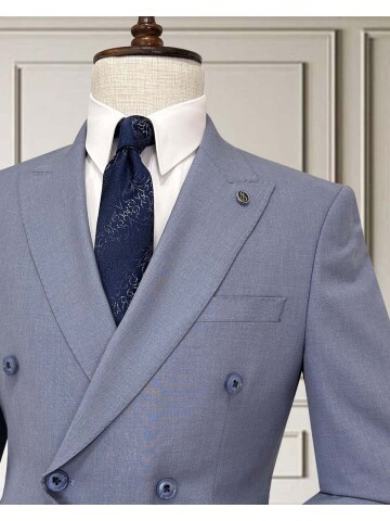 Blue Double-Breasted Men’s Suit
