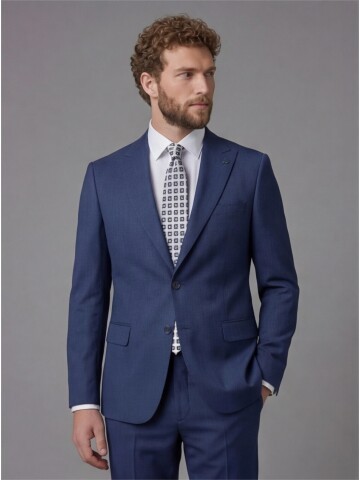 Blue Peak Lapel Comfort Fit Fully Lined Suit