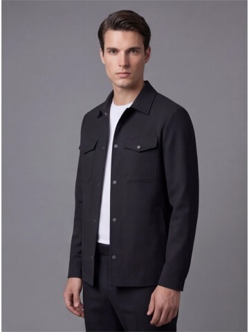 Siyah İki Cep Çıt Çıt Kapaklı Performans Takım Elbise