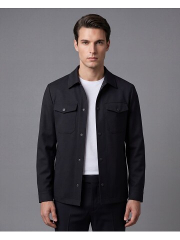 Siyah İki Cep Çıt Çıt Kapaklı Performans Takım Elbise