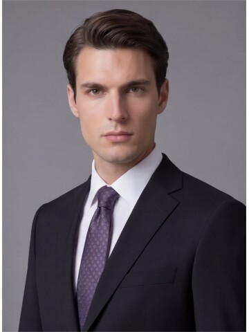 Siyah Mono Yaka İki Düğmeli Takım Elbise