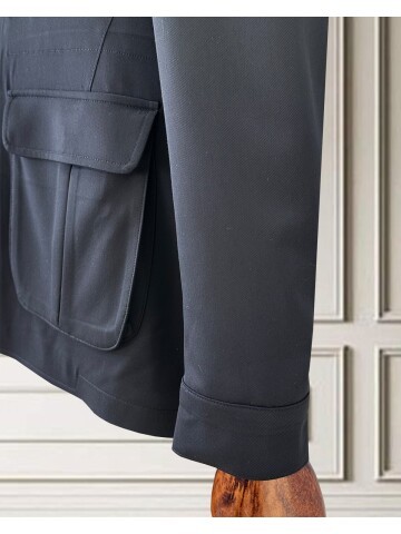 Siyah Safari Model Dört Cepli Takım Elbise