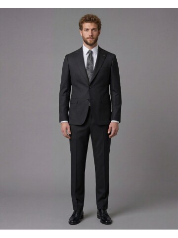 Black Peak Lapel Comfort Fit Mens Suit