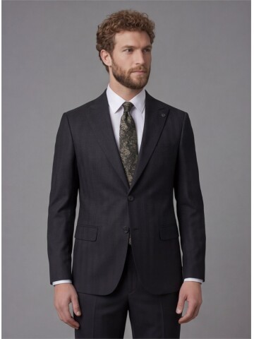 Black Peak Lapel Comfort Fit Mens Suit