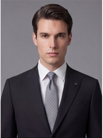 Siyah Sivri Yaka İki Düğmeli Slim Fit Takım Elbise