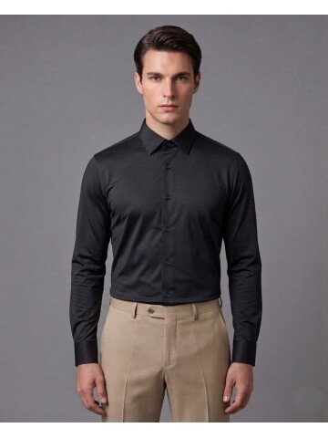 Black Long Sleeve Stretch Polyamide Shirt